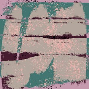 Modern abstract colorful  landscape in teal, pink and brown. by Dina Dankers