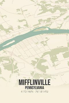Vintage landkaart van Mifflinville (Pennsylvania), USA. van MijnStadsPoster