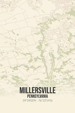 Vintage landkaart van Millersville (Pennsylvania), USA. van Rezona