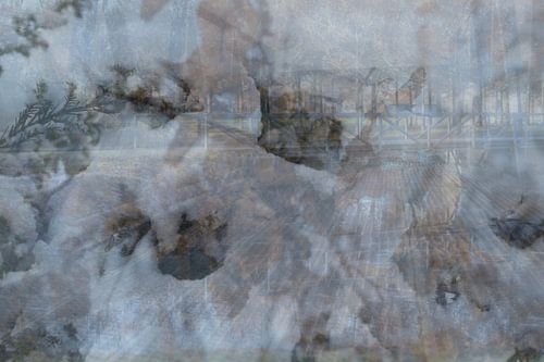 Winterlandschap met een brug en natuur close-up III | Abstracte fotografie