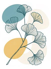 Abstract Ginkgo Serenity: Modern Botanical Leaf Art Print with Boho Minimalist Style - Nature Inspired Wall Decor for Calm Spaces by Artistic