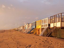 Colorful beach houses in Heemskerk I Summer at the North Sea I Golden hour I Beach life by Floris Trapman