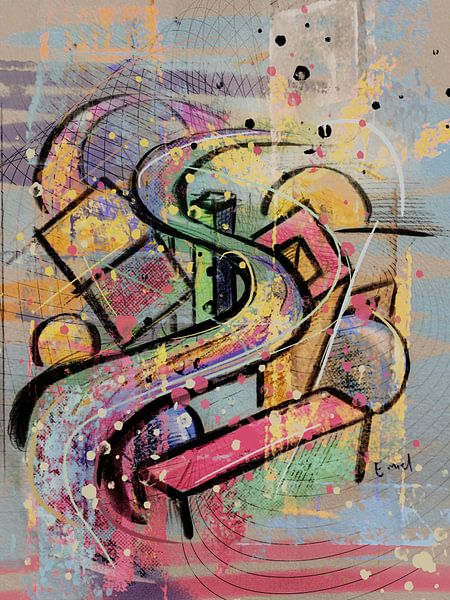 Abstract artwork - rollercoaster of colour by Emiel de Lange