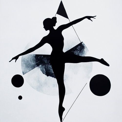 Dansend silhouet met geometrische vormen