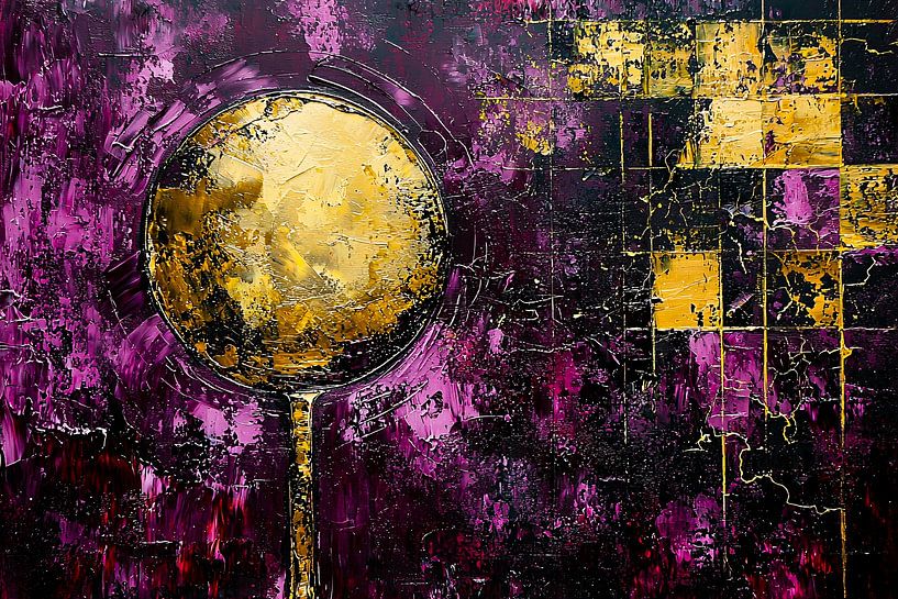 Golden moon on purple background by Imperial Art House