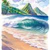 Tableau « St. Lucia Beach Wave » – Reproduction « Coucher de soleil sur les Pitons », tableau mural sur le thème des Caraïbes, cadeau de voyage sur Markus Bleichner