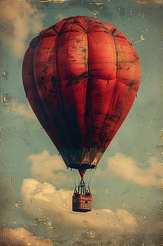 Montgolfière vintage dans un ciel sépia