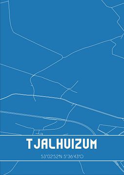 Blauwdruk | Landkaart | Tjalhuizum (Fryslan) van Stad & Wand