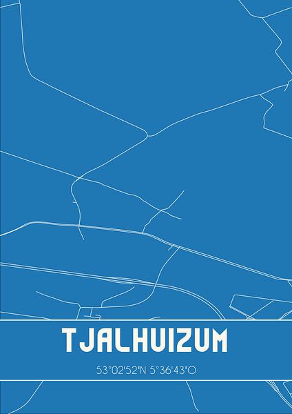 Blueprint | Map | Tjalhuizum (Fryslan) by Prints of Place