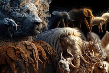 Collage Afrikanische Tiere Fantasie