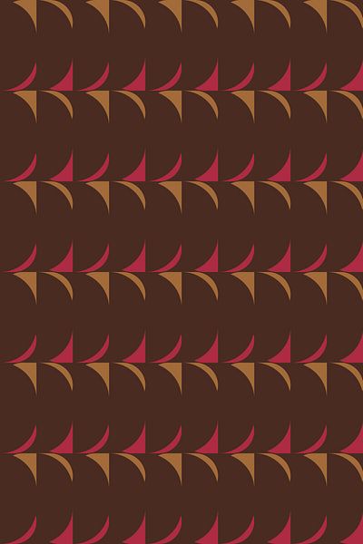 Retro 70er Kunst. Abstrakte geometrische Formen in gelb, rosa, braun. von Dina Dankers