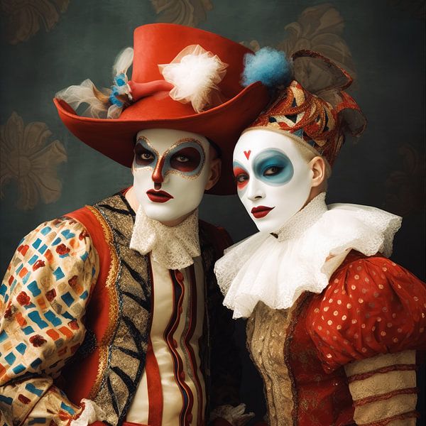Portret Carnaval Maskerade van Vlindertuin-Art
