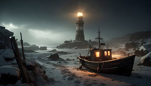 Vissersboot in de winter