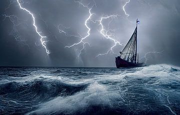 Portrait of a Sailing Ship on the High Seas by Animaflora PicsStock