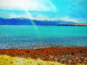 Rainbow on Viðey, Iceland by Frans Blok