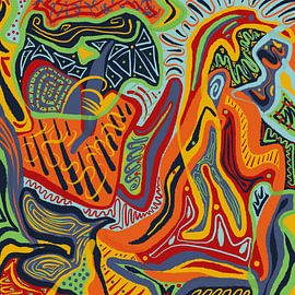 chaotic wavy colorful bold abstract by saeru