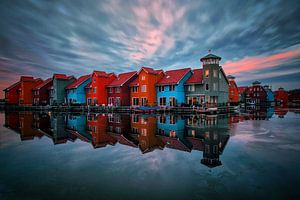 Reitdiephaven bij zonsondergang von John Dekker