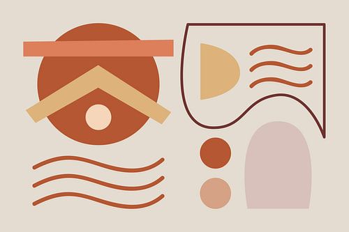 Collage moderne et branché avec des formes géométriques et organiques dans des couleurs joliment ass