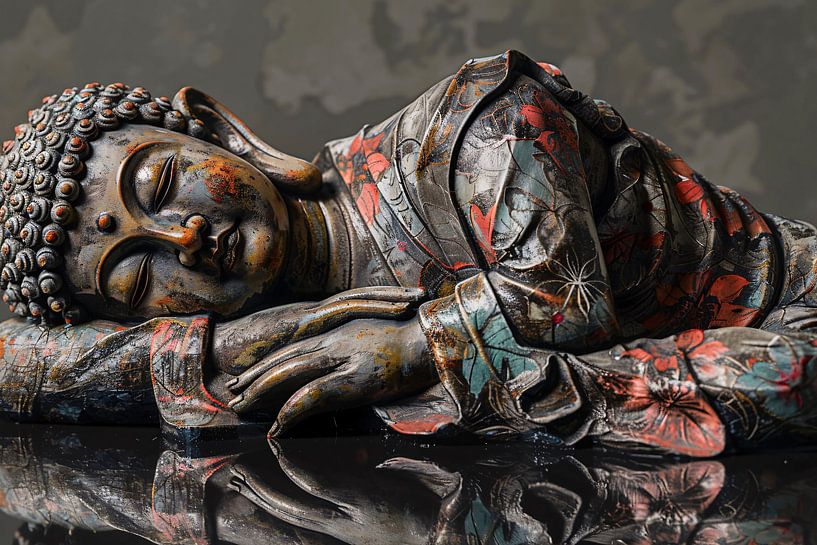 Bouddha réfléchissant dans la splendeur des couleurs de l'automne par Art & Soul Creations