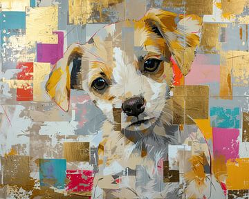 Schilderij Abstracte Hond van Kunst Kriebels