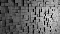 Abstract wall of grey cubes in 3D look