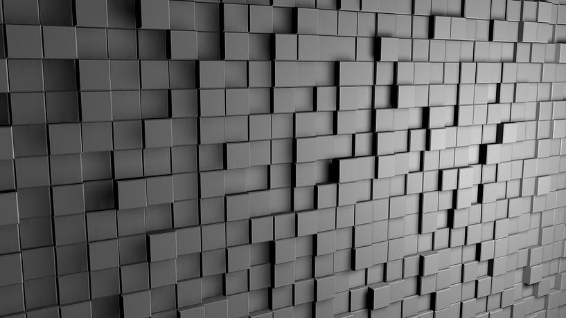 Abstract wall of grey cubes in 3D look by Jonas Weinitschke