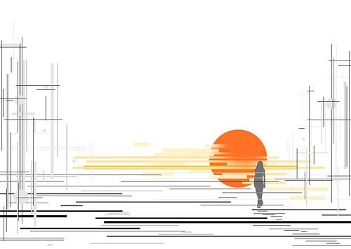 zonsondergang met lijnen van David Berkhoff