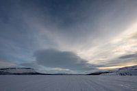 Kilpisjärvi meer bevroren in de winter
