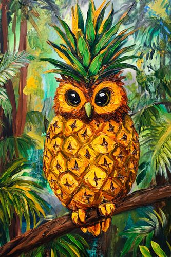 Uil ontmoet ananas in de jungle