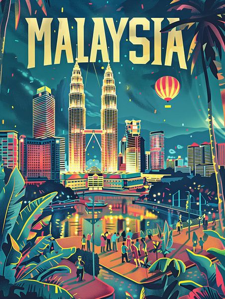 Maleisië Nachten: Petronas Twin Towers Viering Poster van Travel Shop