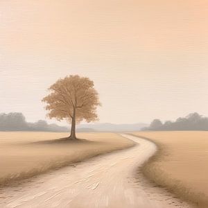Peinture beige Refuge tranquille | Horizon sur Blikvanger Schilderijen