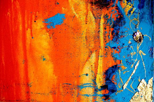 Abstract oranje blauw schilderij kunst