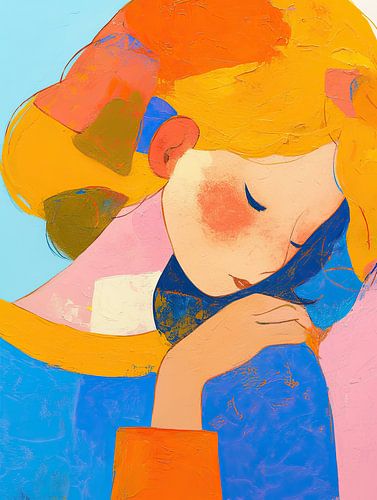 Woman with Golden Hair | Woman with Orange Hair by ARTEO Paintings