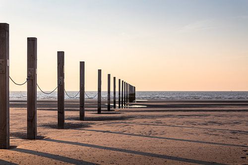 Coucher de soleil à la plage de Nieuwpoort | Paysage | Pastel