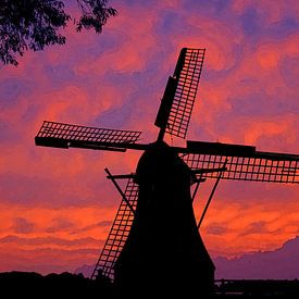 van gogh molen zonsondergang by Martijn Wams