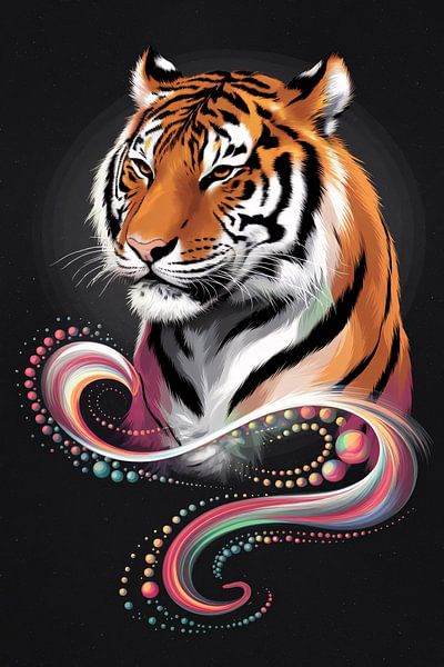 Bunte Tiger-Digitalkunst von Art & Soul Creations