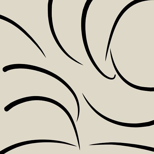 Minimalistisches Kunstwerk mit runden Pinselstrichen im Boho-Stil