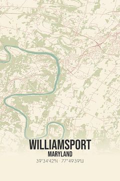 Vintage landkaart van Williamsport (Maryland), USA. van MijnStadsPoster