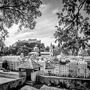 SALZBOURG Vue sur la vieille ville avec les remparts| Monochrome  par Melanie Viola Aperçu