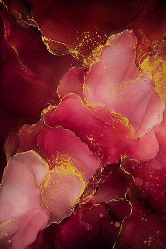 Burgundy Glow – Pink abstract design with gold and an epoxy resin finish by MadameRuiz