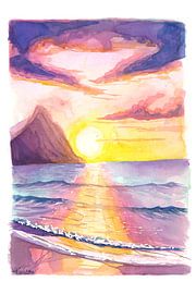 Coucher de soleil caribéen pour les amoureux à Sainte-Lucie Antilles