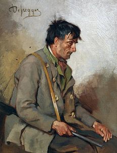 Sitzender Jäger, FRANZ VON DEFREGGER, Nach 1900