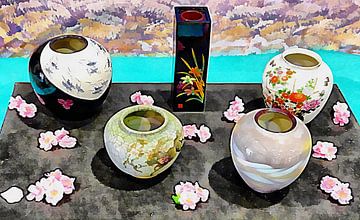 Japanische Vase Display von Dorothy Berry-Lound