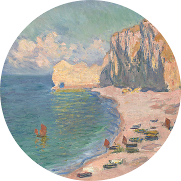 Étretat: Het strand en de Falaise d'Amont, Claude Monet