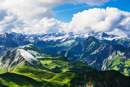 View of the Alps from the Nebelhorn near Obersdorf