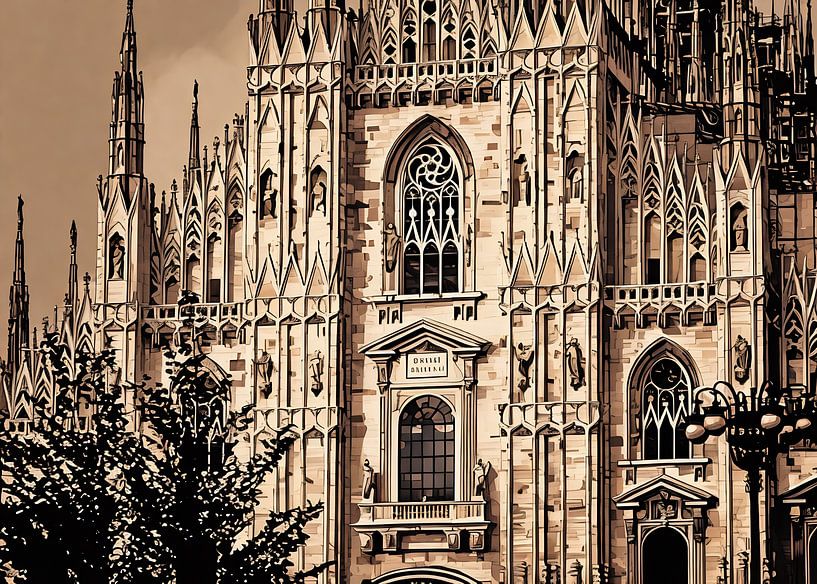 Gothic Cathedral Facade of Duomo of Milan by Sergio Pazzano