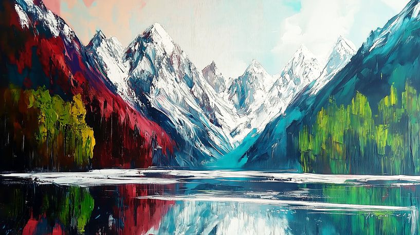 Mountain lake with reflection in the Alps by Frank Heinz