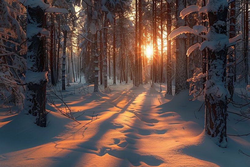 Gouden stilte in het bos van fernlichtsicht