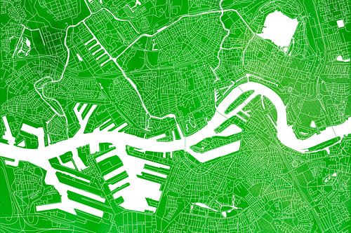 Plan de la ville de Rotterdam | Aquarelle verte