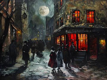 Londen bij nacht - Expressionistisch van Petra Dreiling-Schewe